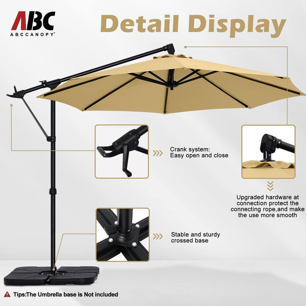 10 ft Cantilever Offset Patio Umbrella with Tilt & Rotate