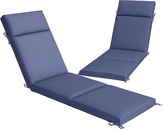 Outdoor Chaise Lounge Cushions Set of 2 with High-Density Foam, Water-Repellent & UV-Resistant