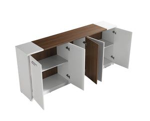L-Shaped Executive Office Desk Set – 3-Piece with Coffee Table & Storage Cabinet