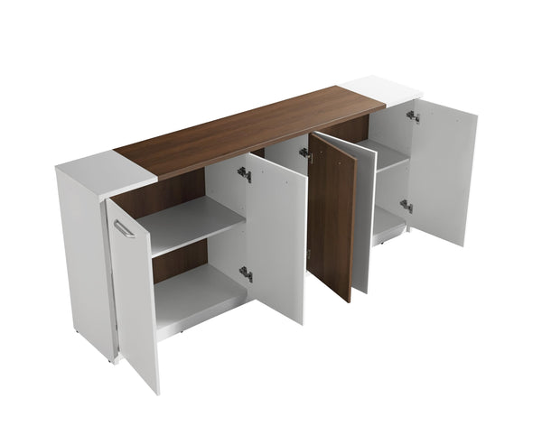 L-Shaped Executive Office Desk Set – 3-Piece with Coffee Table & Storage Cabinet