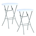 32" Round Folding Bar Height Cocktail Tables, Set of 2 – White
