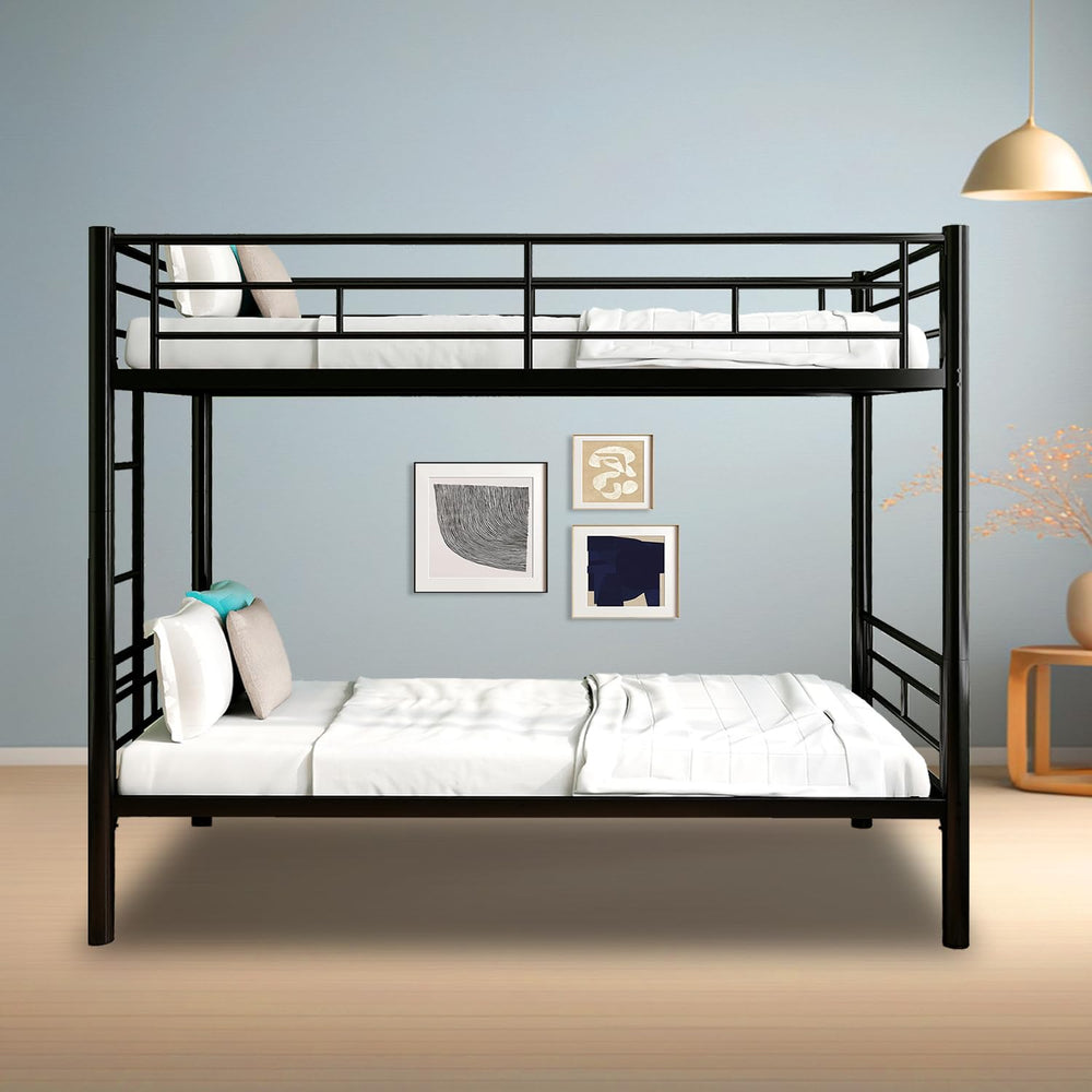 Metal Twin Over Twin Bunk Bed with Ladders & Safety Rails