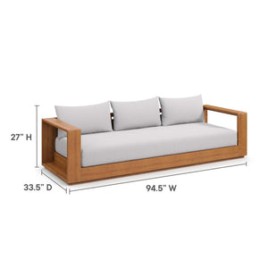 Acacia Wood Outdoor Patio Sofa – 3-Seat All-Weather Porch Couch