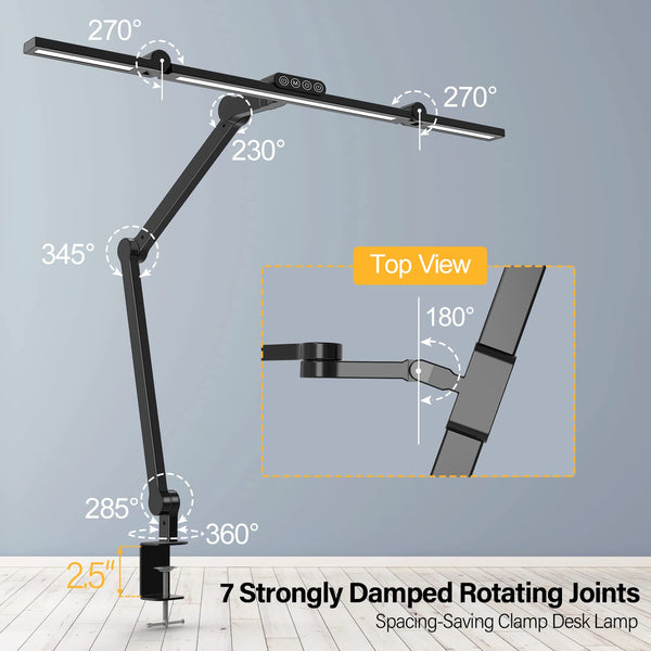 LED Desk Lamp with Clamp & Adjustable Arm