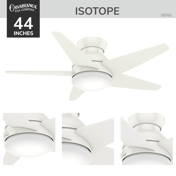 44-Inch Flush Mount Ceiling Fan with LED Light