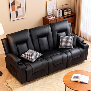 Reclining Sofa Set with Cup Holders – Faux Leather, Multi-Seat Configurations