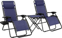 Zero Gravity Reclining Lounge Chair Set with Side Table & Headrest – 2-Pack