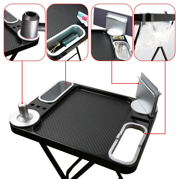 Folding Salon Rolling Tray with Wheels