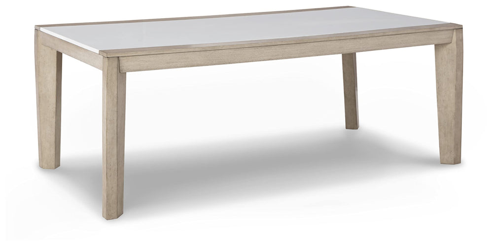 Contemporary Dining Table with Acrylic Insert, White & Beige