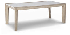 Contemporary Dining Table with Acrylic Insert, White & Beige
