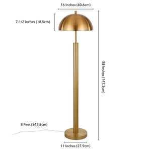 58" Mid-Century Modern Floor Lamp – Gold Dome