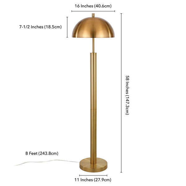 58" Mid-Century Modern Floor Lamp – Gold Dome