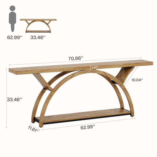 70.87" 2-Tier Console Table, Industrial Sofa Table
