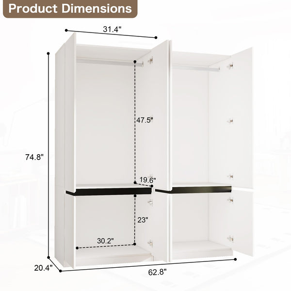 White Wardrobe Closet with Doors