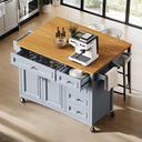 54" Rolling Kitchen Island with Drop Leaf & Storage Drawers