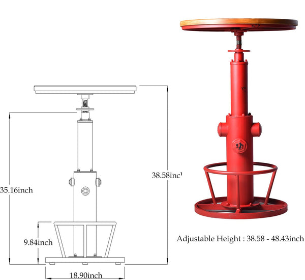 3-Piece Industrial Pub Bar Set with Height-Adjustable Table & 2 Stools