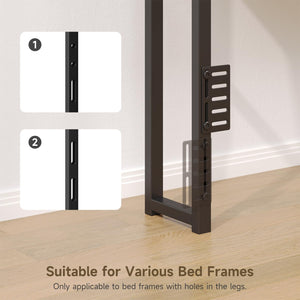 Upholstered Headboard with LED Light, Storage & Charging Station