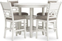 Counter Height Dining Table Set with 4 Upholstered Bar Stools