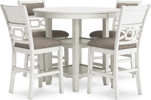 Counter Height Dining Table Set with 4 Upholstered Bar Stools