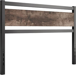 Wooden Headboard with Metal Slats