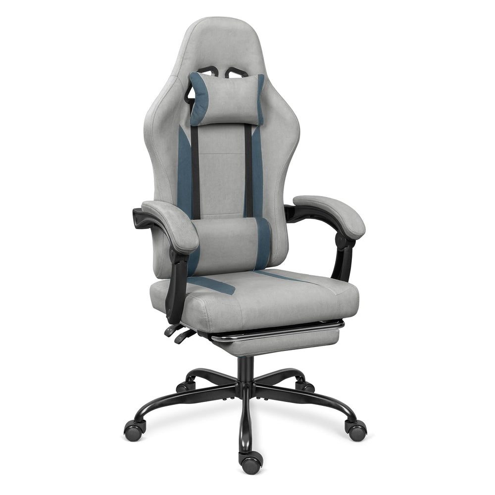 Breathable Fabric Gaming Chair with Footrest