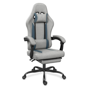 Breathable Fabric Gaming Chair with Footrest