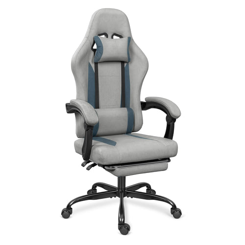 Breathable Fabric Gaming Chair with Footrest