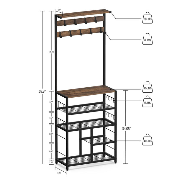 5-in-1 Hall Tree with Console Table & Shoe Rack