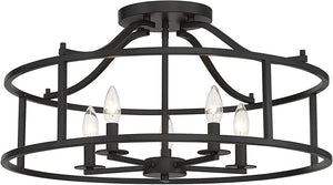 5-Light Semi-Flush Mount Ceiling Light Drum Shade