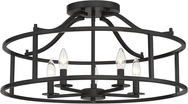 5-Light Semi-Flush Mount Ceiling Light Drum Shade