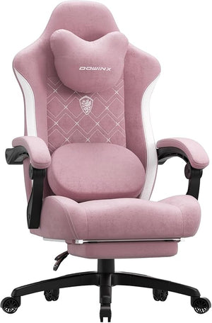Ergonomic Fabric Gaming Chair with Heated Massage & Footrest
