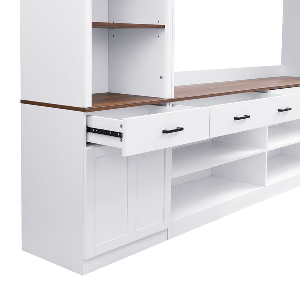 4-Piece TV Stand Entertainment Center with Bookshelf & Wine Rack