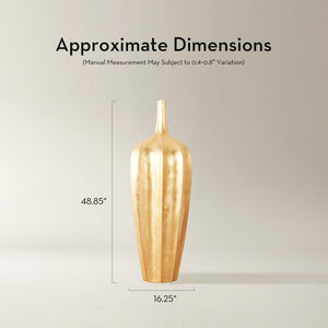 Fluted Floor Vase with Metallic Finish — Fiberglass, 48.75" Tall