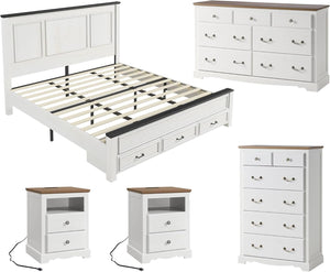5-Piece King Farmhouse Bedroom Set with Dressers & Nightstands