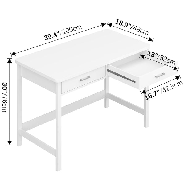 39.4" Computer Desk with Drawers – Modern Home Office Writing Table