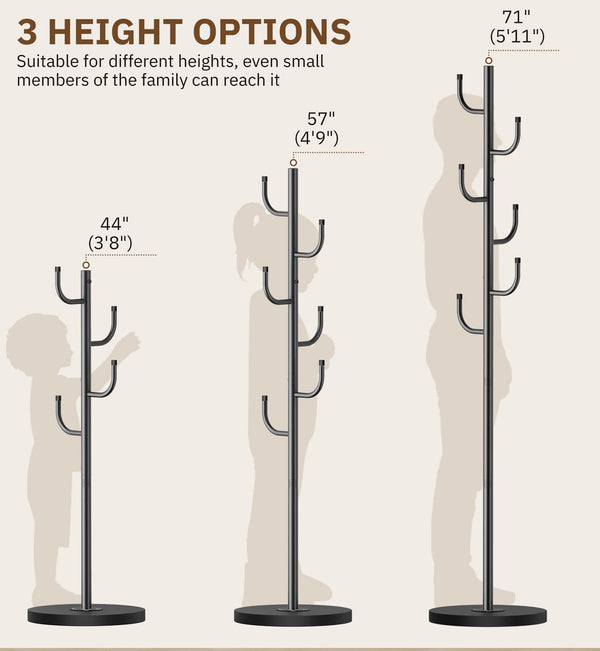 Heavy Duty Freestanding Coat Rack with Wood Base