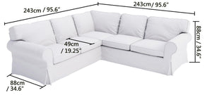Cotton Ektorp 2+2 Corner Sofa Slipcover Set