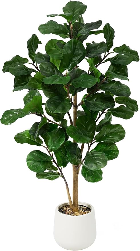 Faux Fiddle Leaf Fig Tree with White Pot