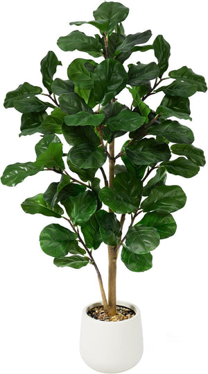 Faux Fiddle Leaf Fig Tree with White Pot