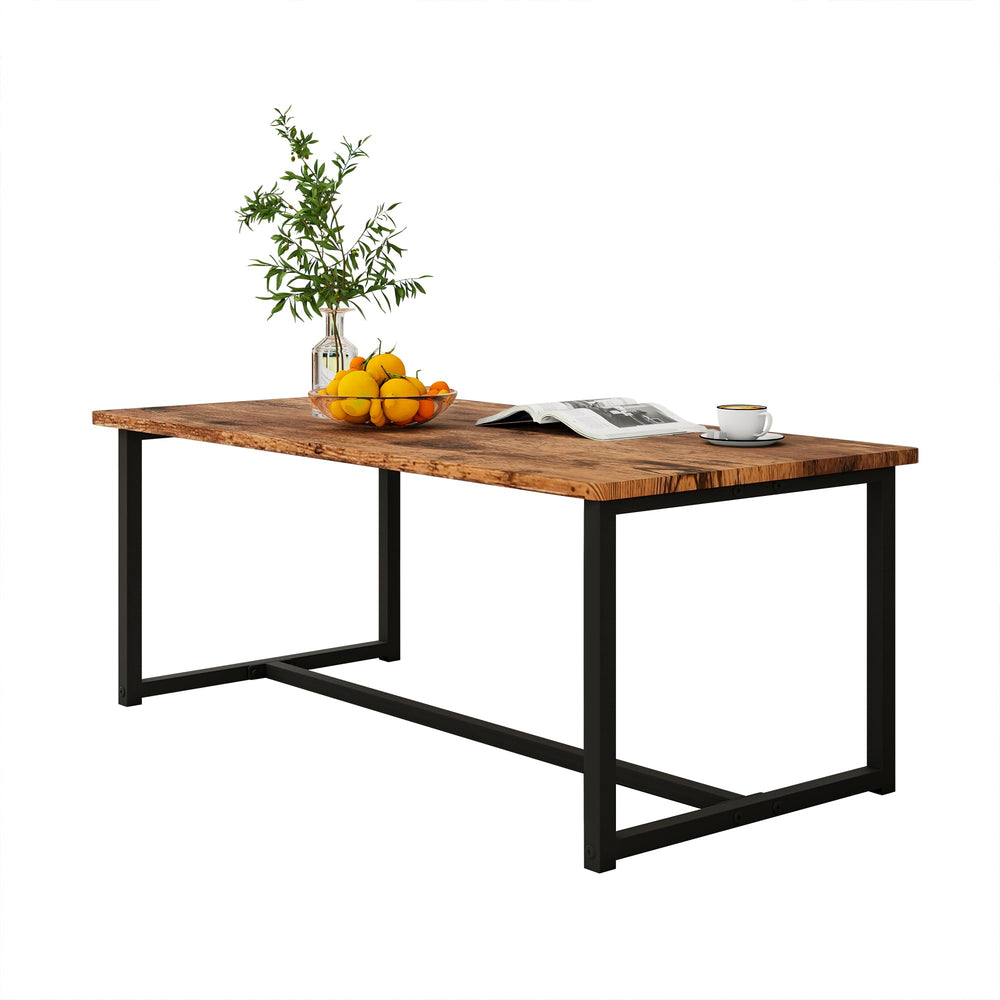 Rectangular Coffee Table with Metal Frame and Wood Top