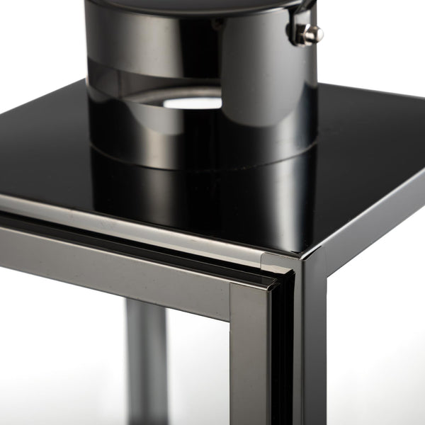 Black Glass & Stainless Steel Candle Lantern Set of 3