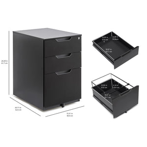 3-Drawer Mobile File Cabinet with Lock