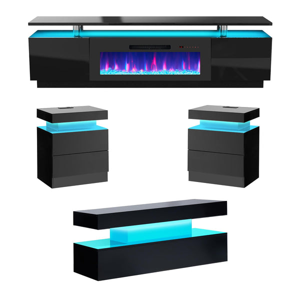 5-Piece Modern Living Room Furniture Set with Electric Fireplace TV Stand