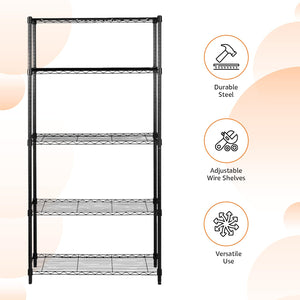 5-Shelf Adjustable Heavy Duty Steel Wire Storage Shelving Unit