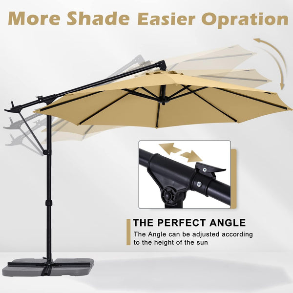 10 ft Cantilever Offset Patio Umbrella with Tilt & Rotate