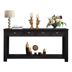 60" Console Table with 4 Drawers & Open Shelf