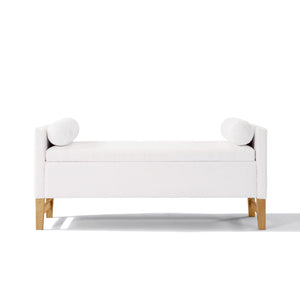 Boucle Storage Ottoman Bench with Pillows