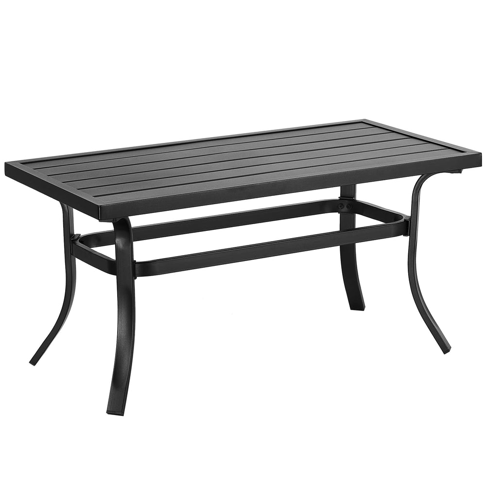 Outdoor Patio Coffee Table with Slatted Steel Top