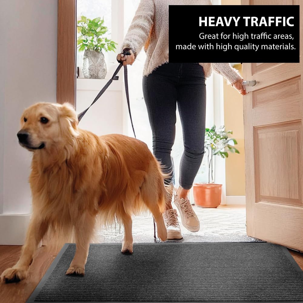 Ribbed Polypropylene Doormat 3x5 – Heavy Duty Charcoal Entrance Mat