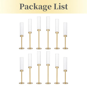 Gold Hurricane Candlestick Holders Set with Glass Candle Cover